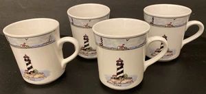JUEGO 4 tazas de café faro totalmente hoy diseño náutico - Imagen 1 de 5
