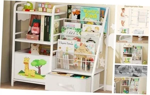 Kids Bookshelf and Toy Storage Organizer - 4 Tier Book Shelf with Movable Toy - Picture 1 of 7