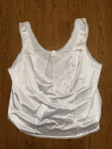 De Colección Sears Blanco Sedoso Tanque Lencería Top Encaje Sin Mangas Lazo Novia Talla 44 - Imagen 1 de 5