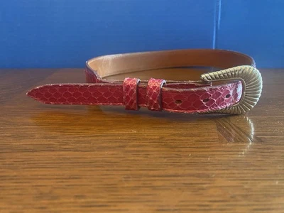 Genuine Tony Lama Purple Leather & Fuchsia Snakeskin Western Belt - Image 1 of 4