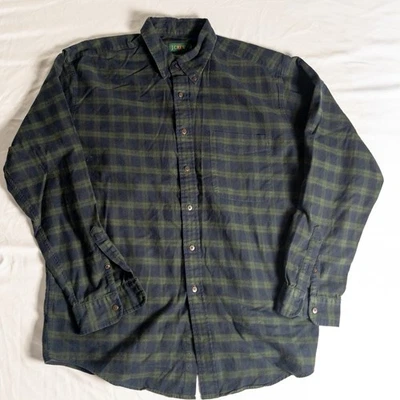 Vtg J Crew Shirt Mens L Green Blue Tartan Plaid Oarsman Button Down Flannel 90s - Image 1 of 4
