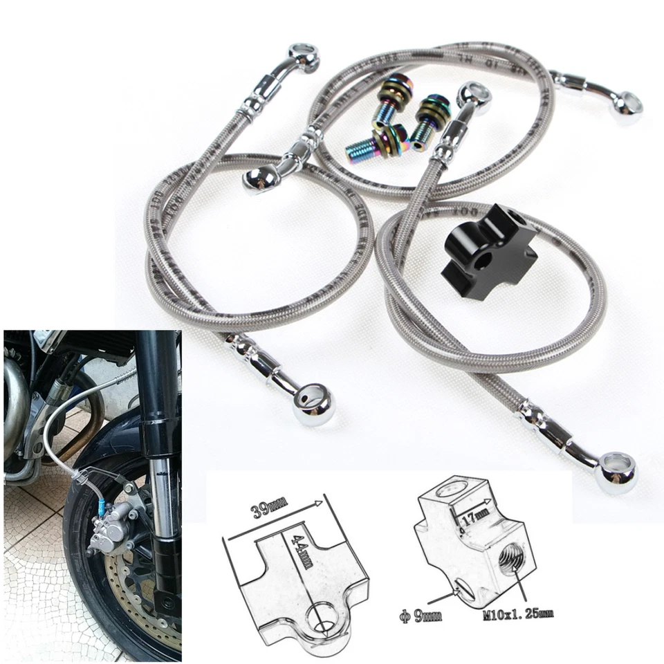 Motorcycle Hydraulic Brake Hose Pipe Tee Connector 3-Way Adapter Kit Universal - Image 1 of 4