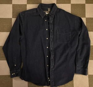 VTG Sunweave Button Up Railway Stripes Retro Classic Size L Denim  - Picture 1 of 4