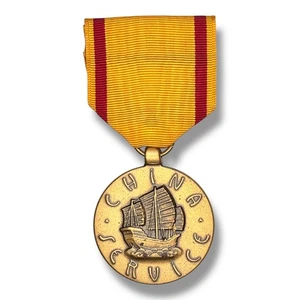U.S. Navy China Service Medal WWII Era Bronze Full Size Pin Back 1940s-1950s - Picture 1 of 4