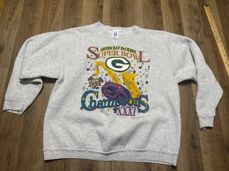 Vintage LOGO 7 Sweater Men's Large Green Bay Packers Super Bowl Champions XXXL - Image 1 of 4