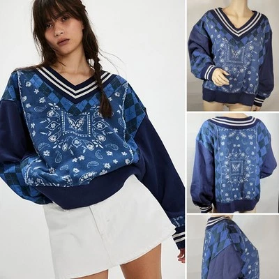 NUEVO AGOTADO DIFÍCIL DE ENCONTRAR Sudadera Free People Lucy Azul Marino/Marino Floral Nueva con Etiquetas S Foto 1 de 4