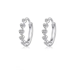 1Pair Inlaid Design Clear Zircon Heart Earrings Tiny Zircon Hoop for Women - Picture 1 of 6