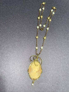 Kamee Vintage Stil Halskette Draht umwickelt Kunstperlen Perlen 21" Kette - Bild 1 von 4