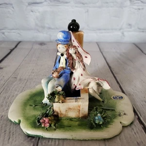 Vintage Lino Zampiva Small Porcelain Courting Couple Figurine Italy Signed - Picture 1 of 10