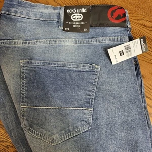 Ecko Unltd. Herren 50 x 32 sportliche Passform Jeans helle Waschung gerades Bein Denim neu mit Etikett - Bild 1 von 7