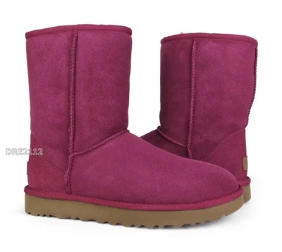 Botas UGG Clásicas Cortas II Granate Rojo Gamuza Piel Mujer Talla 5 *NUEVAS EN CAJA* Foto 1 de 4