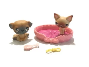 Littlest Pet Shop LPS Pet Pairs #1 Chihuahua and #2 Pug Puppy- Rare - Picture 1 of 2