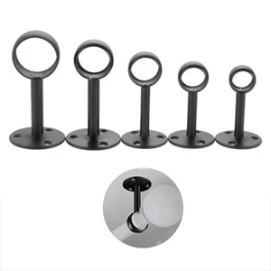 2Pcs Flange Rod Holders Black Stainless Steel 5 Size for Ceiling Hanging Pole - Picture 1 of 33