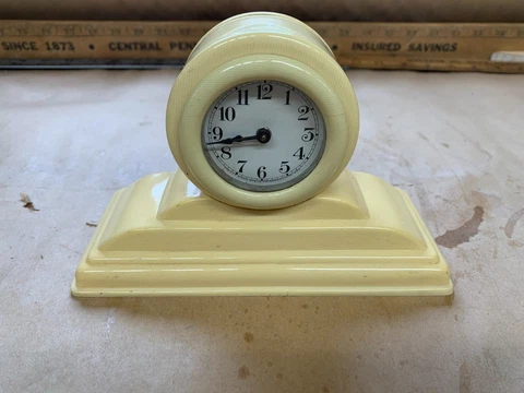 Vintage Lux Celluloid  Bakelite Mantle Clock Works Cover