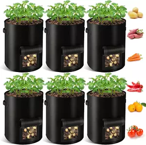 Potato Grow Bags 10 Gallon 6 Pack Nonwoven Fabric Planters for Vegetables - Picture 1 of 12