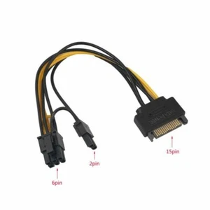 15-Pin SATA Male to 8-Pin (6+2 Pin) PCI-Express Video Card Power Adapter Cable - Picture 1 of 7