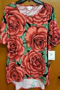 NWT LULAROE IRMA MEDIUM BEAUTIFUL LARGE RED ROSES - Picture 1 of 4
