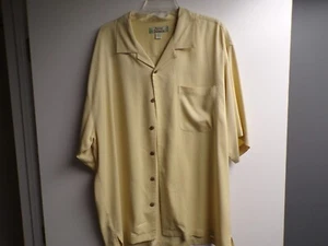Tommy Bahama Shirt Mens Extra Large Yellow 100% Silk Button Up - Picture 1 of 3