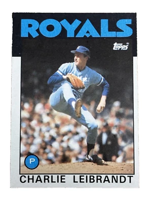 Excellent: Vintage 1986 topps Charlie Leibrandt Kansas City Royals Trading Card - Image 1 of 2