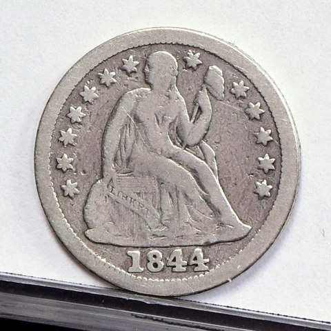 1844 Liberty Seated Dime - VF Details, Cleaned w/ Scratches (#48817-L) Cover