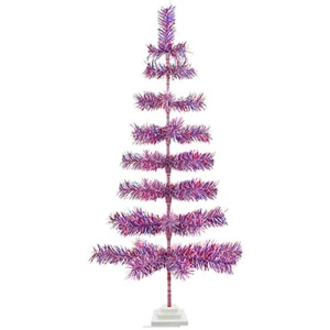 4th of July Tree 4FT Firework Tinsel Christmas Tree Red, White, & Blue 48in - Picture 1 of 6