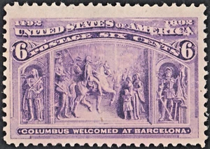 US Sc# 235 *MINT NO GUM* { -VF- 6c COLUMBIAN } BEAUTY WELCOME AT BARCELONA 1893 - Picture 1 of 4