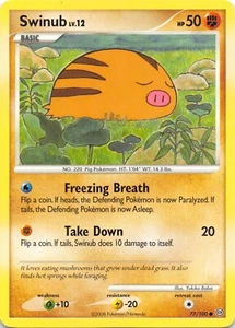 SWINUB 77/100 - COMUNE NON OLOGRAFO - DP Stormfront - CARTA Pokémon 2008 - quasi nuova/m - Foto 1 di 2