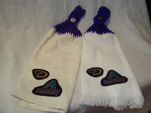 Arizona Diamondbacks Baseball Set of 2 Crochet Kitchen Hand Fridge Golf Towels Cover