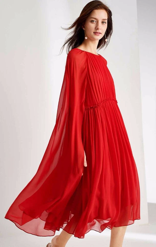 Custom Made To Order Relaxed Pleated Party/Cocktail Cape Dress plus 1x-10x Y710 - Image 1 of 3