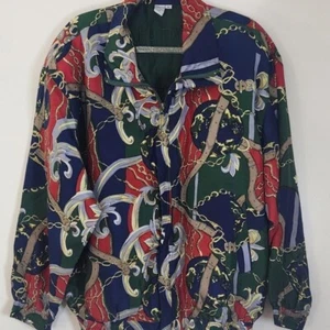 Vintage Fuda 100% Seide Damen Bomber Jacke Ketten Party Boho Lagenlook  - Bild 1 von 7