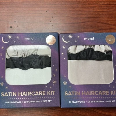Kit de cuidado del cabello de satén de 2 reparación (1) funda de almohada + (2) juego de regalo crujiente tamaño estándar Foto 1 de 3