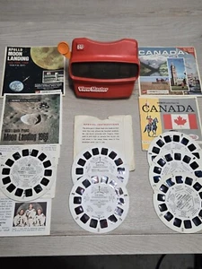 Vintage 3D Red View-Master Viewer+ Apollo Moon Landing Reel+ Ghostbusters+Canada - Picture 1 of 5