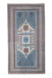 Vintage Faded Blue Turkish Oushak Rug 3'5" X 6'3" - Picture 1 of 7