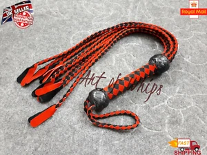 Fustigatore in vera pelle scamosciata Cat-O-Nine Tails originale rosso e nero stile frusta - Foto 1 di 7