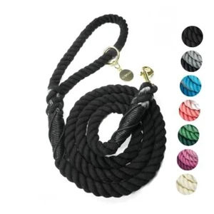 Cotton Rope Dog Leash | 5 FT Ombre Rope Leash for Small Medium and Solid Black - Picture 1 of 7