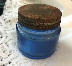 Vintage Cornflower Blue Noxema Jar #2 w/ Lid 2" Tall Rare - Picture 1 of 3