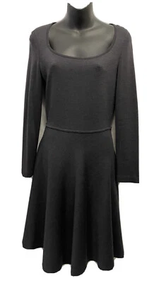  AKRIS PUNTO LONG SLEEVE WOOL FIT & FLARE DRESS GRAY SIZE 4  - Image 1 of 4