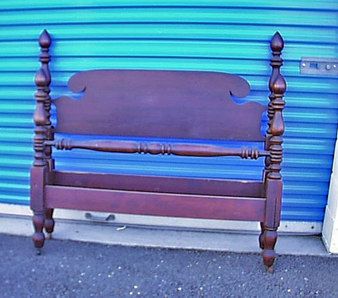 Antique c1905 Mahogany 3/4 Size Bed Original Owner Horsehair Mattress & Sprngs Cover