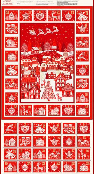 Scandi Advent Christmas Calendar Panel-Makower Christmas 100% Cotton Fabric - Image 1 of 1