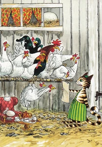 Postkarte: Findus liest den Hühnern vor - Picture 1 of 1