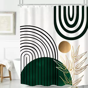 Abstract Boho Shower Curtain for Bathroom Decor 60Wx72H Green Shower Curtain Lea - Picture 1 of 6