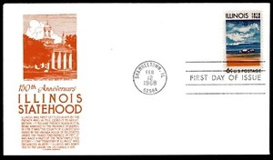 1339 6c Illinois Statehood FDC Anderson brown cachet Feb 12, 1968 - Picture 1 of 1