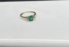 9ct Gold 375 Hallmarked Emerald And Diamond Ring Size P 2.6g