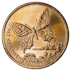 POLAND 2 ZLOTE 2001 Y# 414 SWALLOWTAIL BUTTERFLY - PAŹ KRÓLOWEJ UNC - Picture 1 of 2