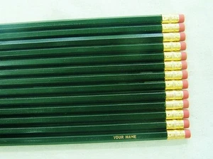 12 Hexagon "Dark Green" Personalized Pencils - Picture 1 of 1