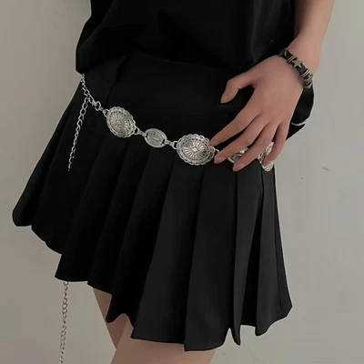 Adjustable Women's Waist Chain Metal Carved Chain Belt Retro Waist Chain - Image 1 of 4