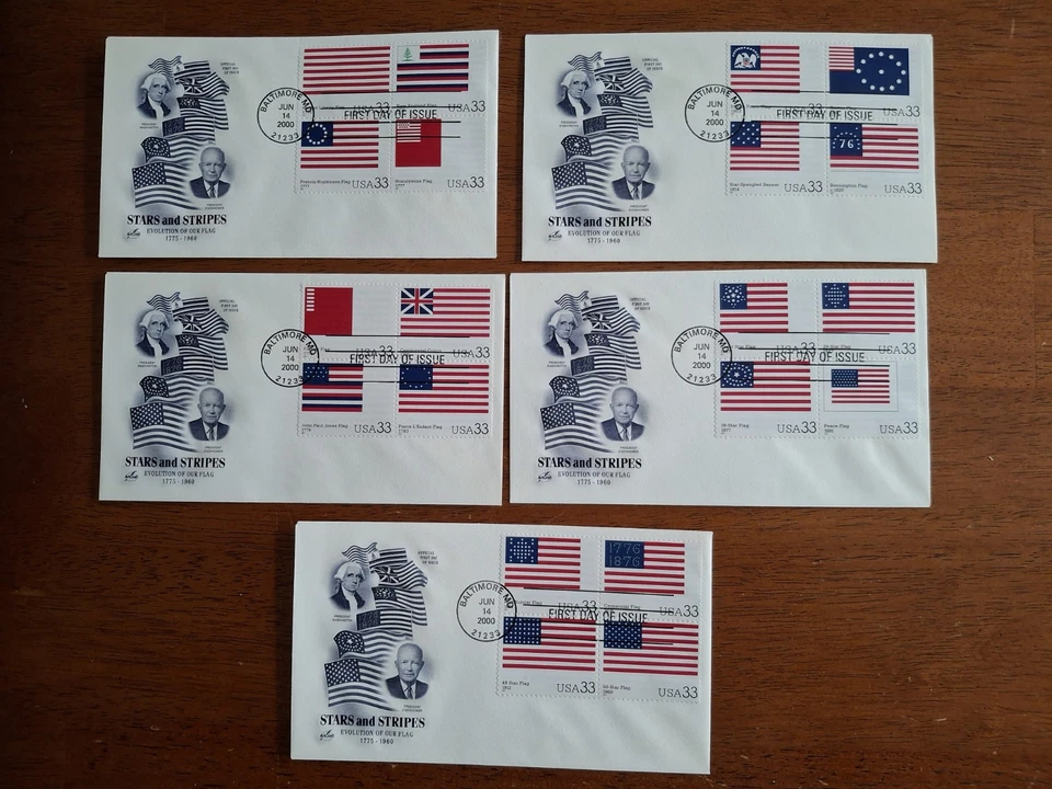 2000 Stars and Stripes Sc 3403a-t set of 5 different FDCs with Artcraft cachets - Image 1 of 1