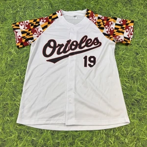 Baltimore Orioles Jersey Mens Medium White Maryland Flag Sleeves MLB Baseball 19 - Picture 1 of 9