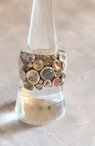 Tamara Kelley Pebbles On The Beach Modernist Sterlingsilber Ring Rauchquarz  - Bild 1 von 7