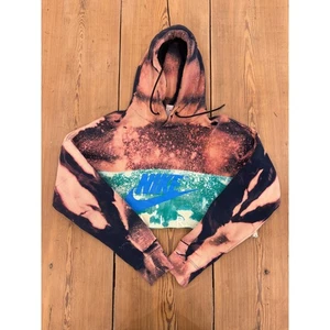 Nike Air Cropped Hoodie Pullover Sweatshirt Bleach Dye Streetwear Athleisure L - Picture 1 of 6
